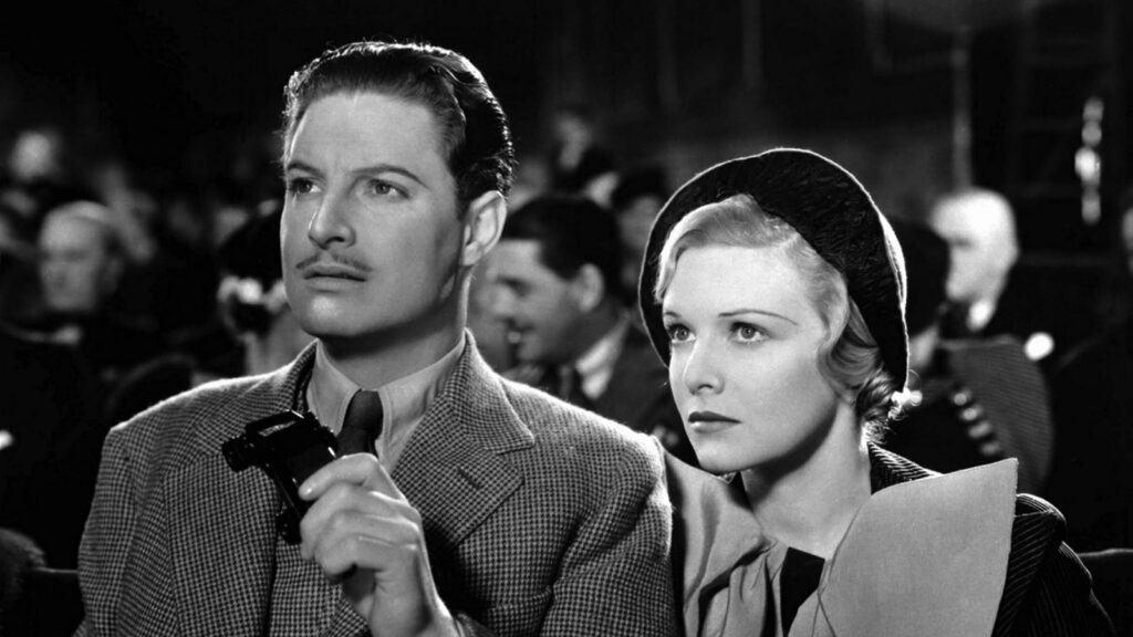 Richard Hannay e Madeleine Carroll em Os 39 Degraus.